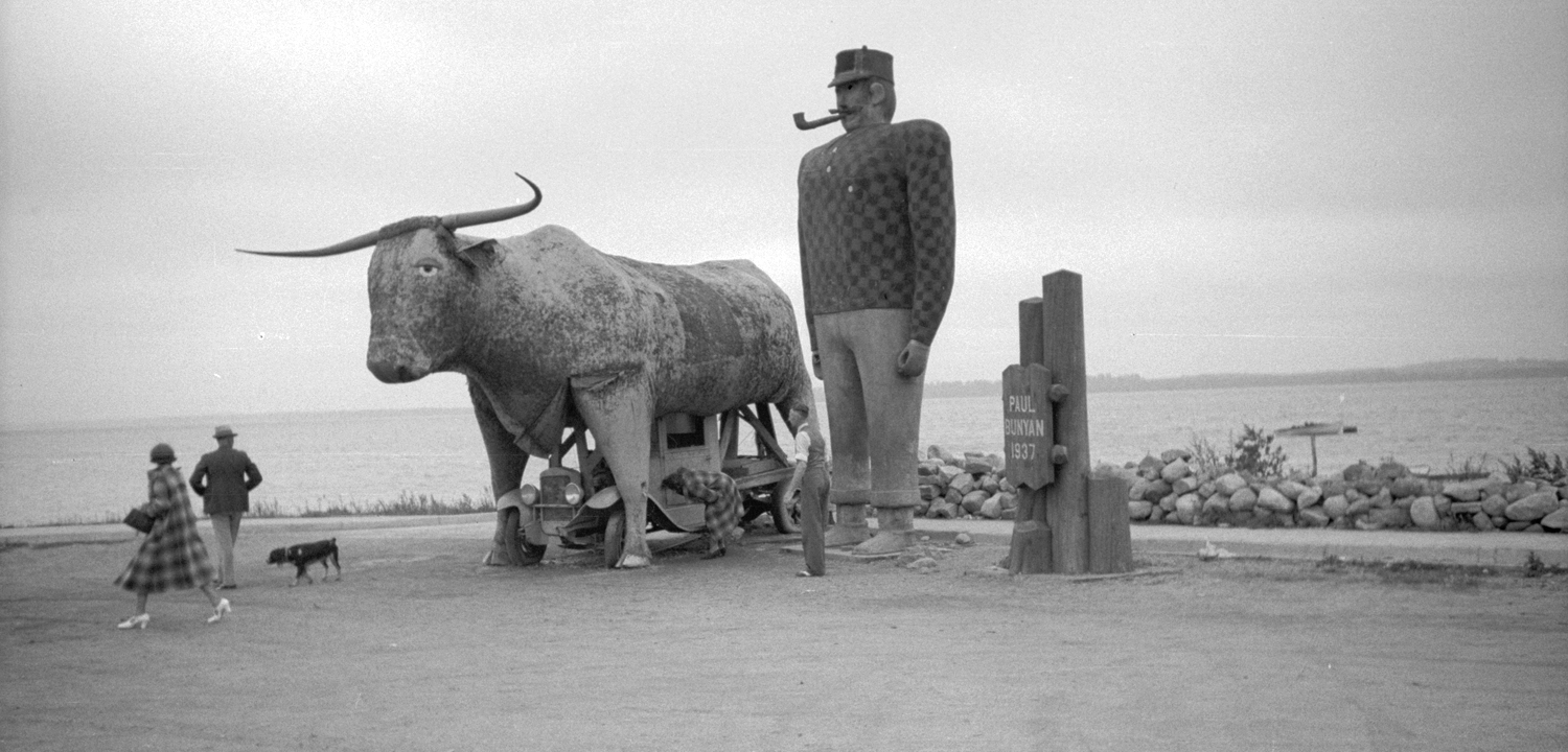 Paul Bunyan monument in Bemidji, Minnesota. Photograph by John Vachon, 1939.