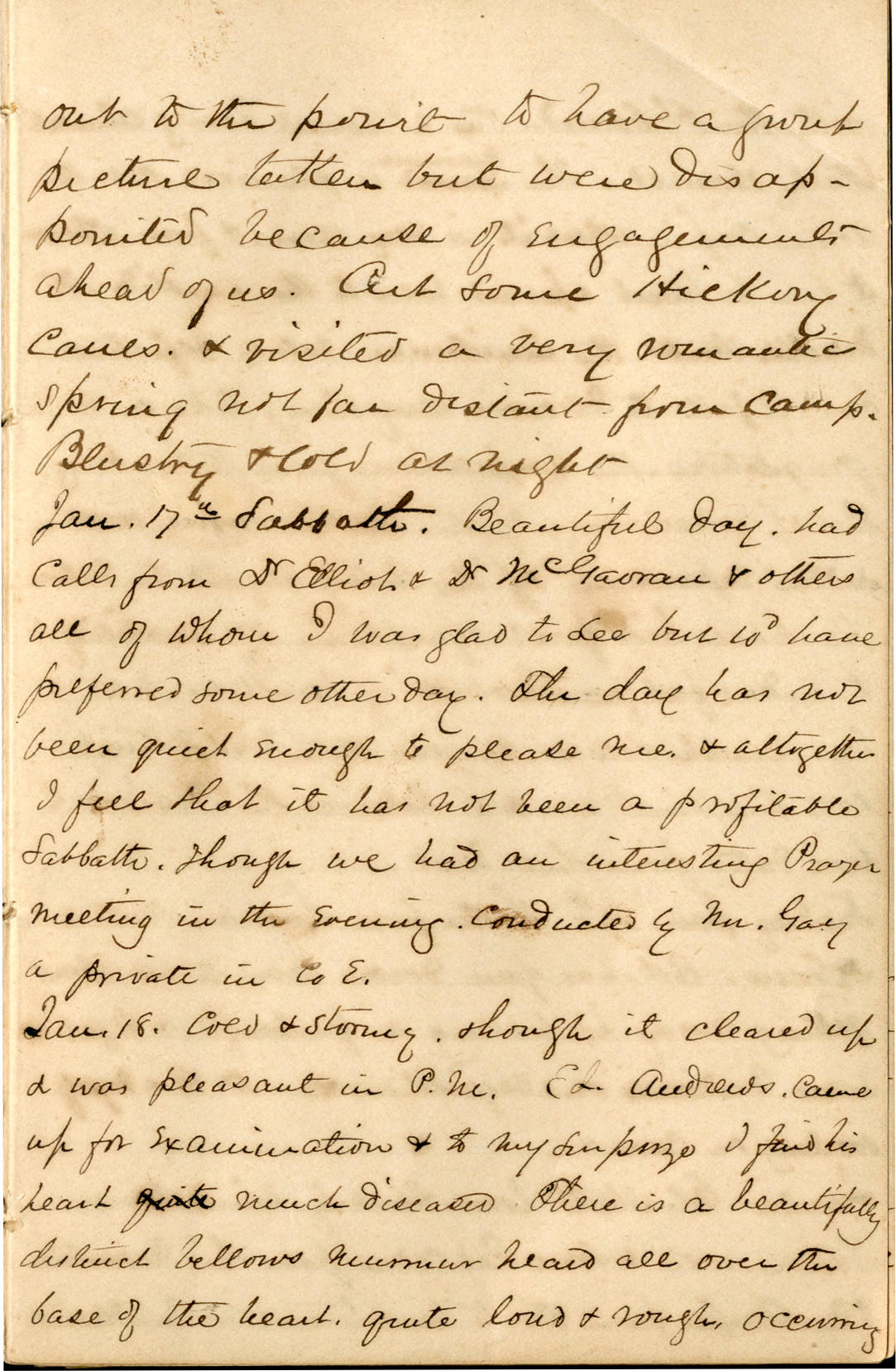 page seven from the journal kept by Dr. James T. Reeve during the Civil War. The page features only cursive handwriting describing two ordinary days during the war.