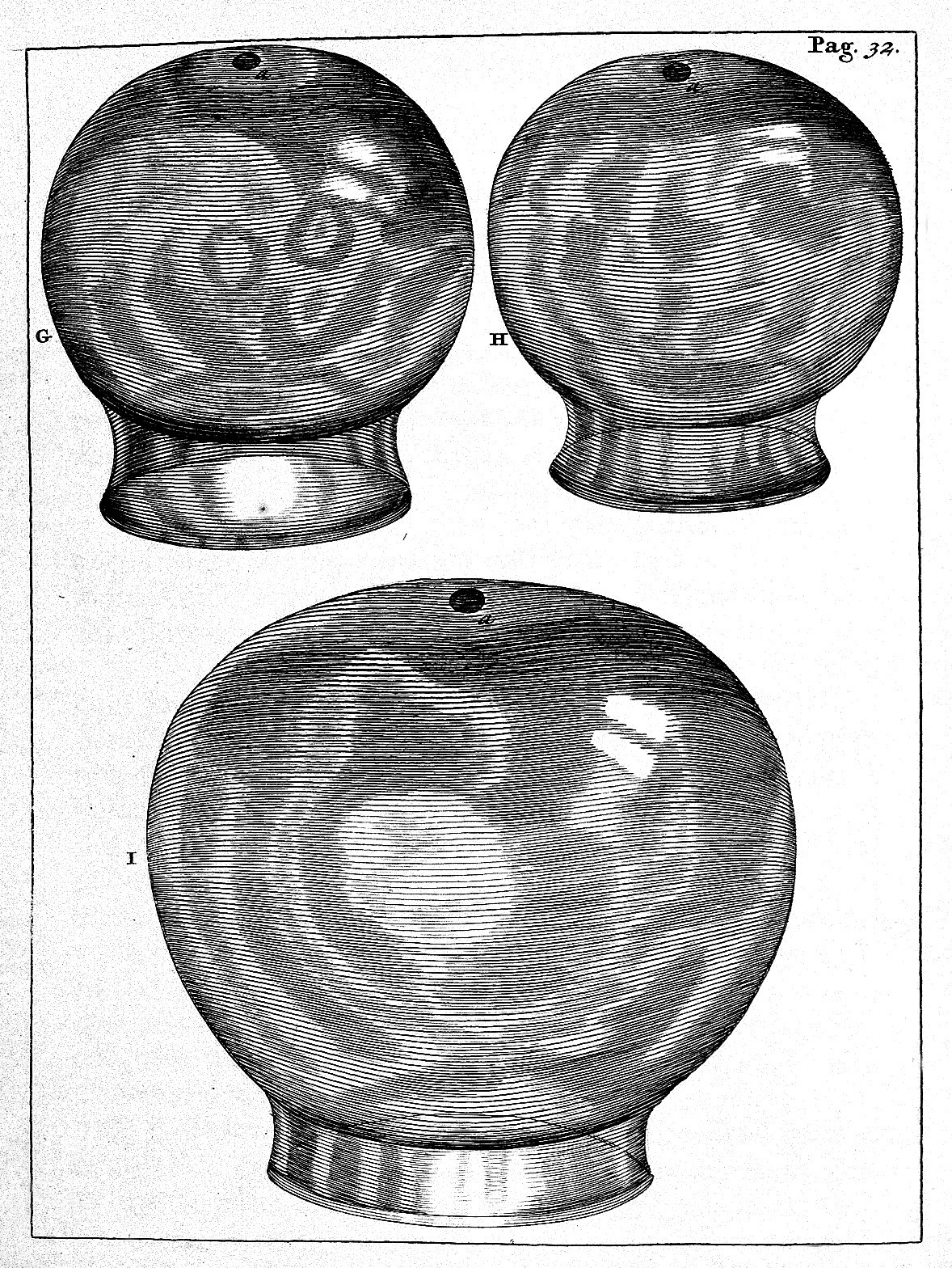 An etching of cupping glasses