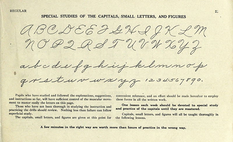 a sample of Palmer's method for business writing