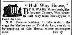 A newspaper clip advertising a stagecoach ride along the plank road.