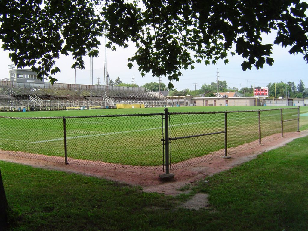 Modern Horlick Field set for a football game