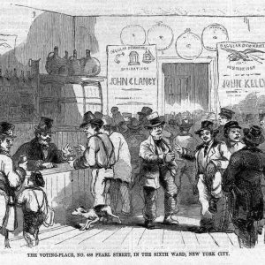 Men voting at a public house in New York City
